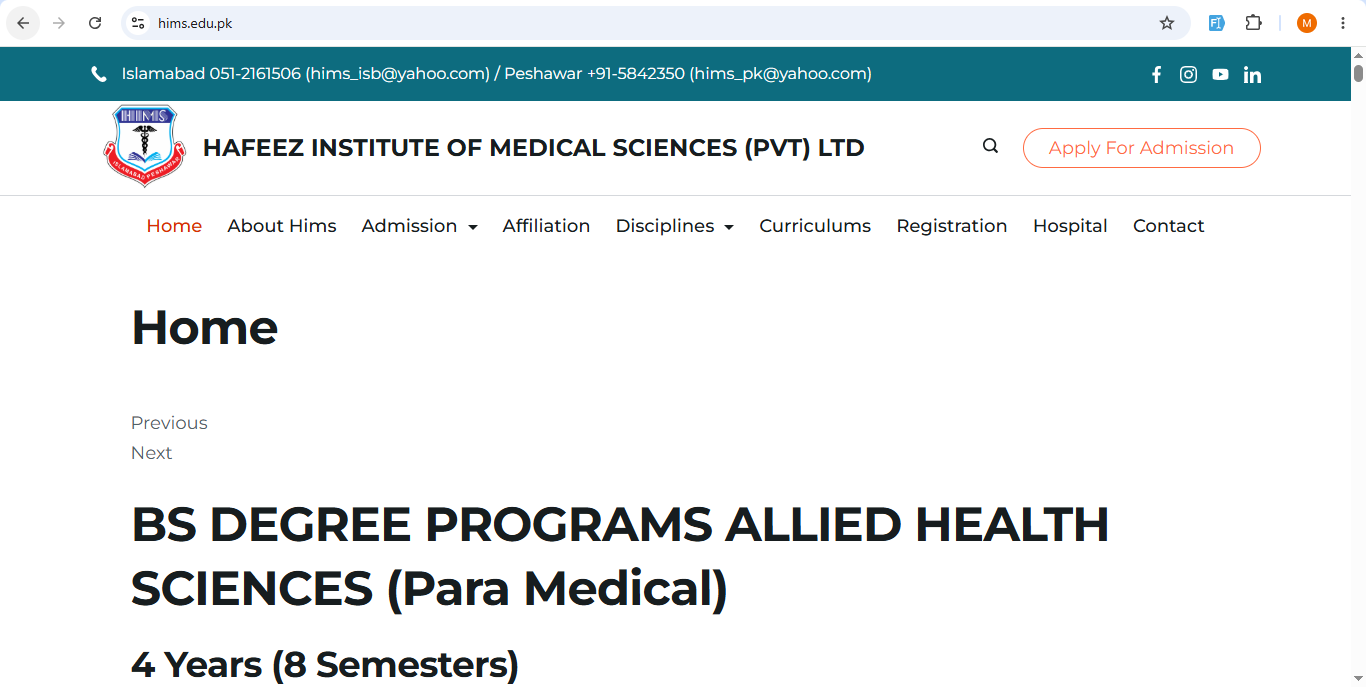 HAFEEZ INSTITUTE OF MEDICAL SCIENCES (PVT) LTD